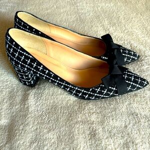 J. Crew Black and White Plaid Heels